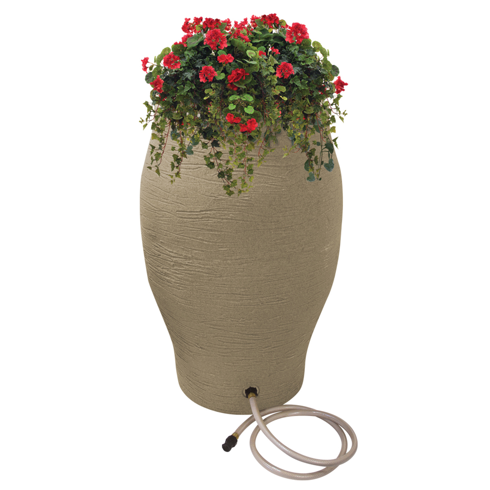 Emsco Group, 50gal Flatback Stoneware Urn Rain Barrel - Sand, Capacity 50 Gal, Material Polyethylene, Model# 2233-1